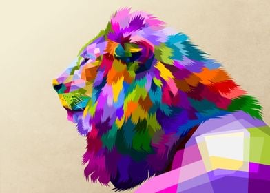 colorful head lion