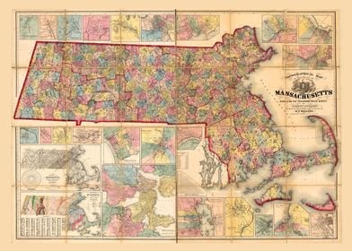 Massachusetts Map 1861