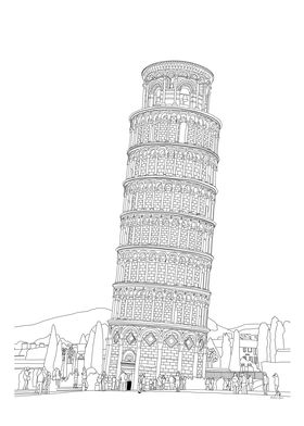 Tower of Pisa BW