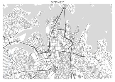 Sydney grey map