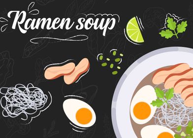 Ramen soup flat style