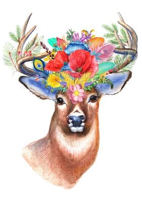 Deer With Flower Crown
