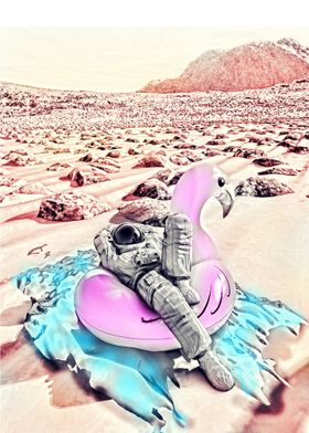 Astronaut with Pink Float 