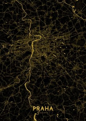 Praha map gold