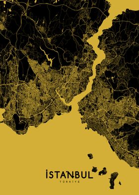 Istanbul map gold