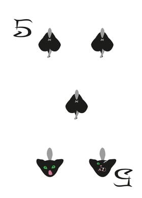 Spades Suit Five of cats