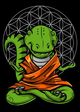 T Rex Dinosaur Buddha Yoga