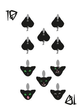 Spades Suit Ten of cats