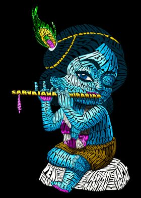 Cute Krishna Typography