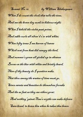 Sonnet 12 by Shakespeare