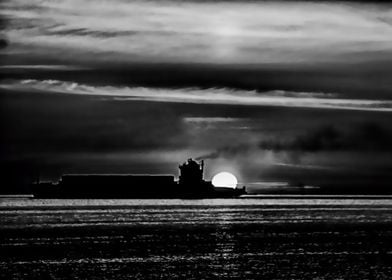 Sunset Silhouette Ship
