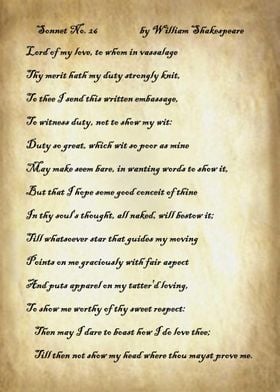 Sonnet 26 by Shakespeare