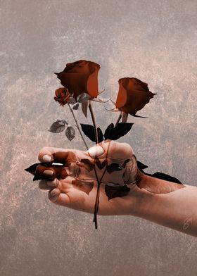 Hand and Roses brown