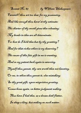 Sonnet 87 by Shakespeare