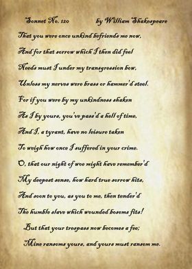 Sonnet 120 by Shakespeare