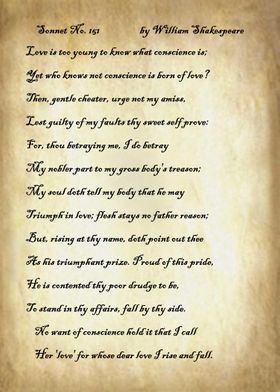 Sonnet 151 by Shakespeare