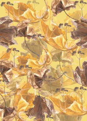 Maple leaves on yellow