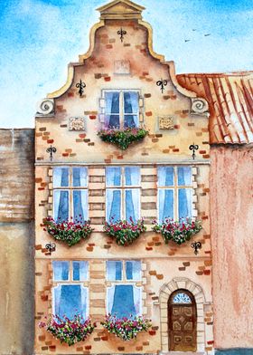 authentic house watercolor
