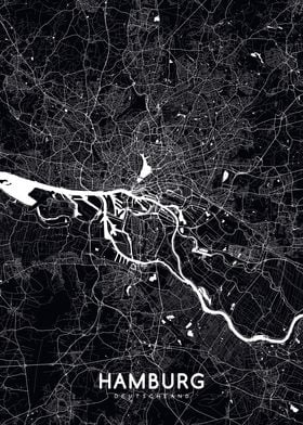 Hamburg map black