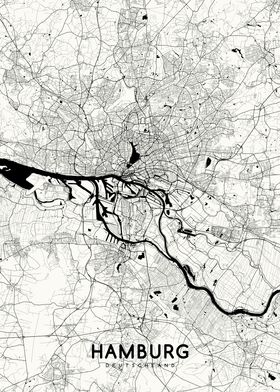 Hamburg map white