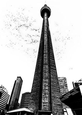 CN Tower Sketch Silhouette