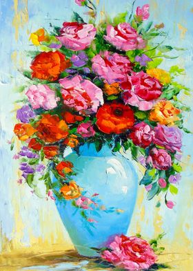 Bouquet of roses in a vase