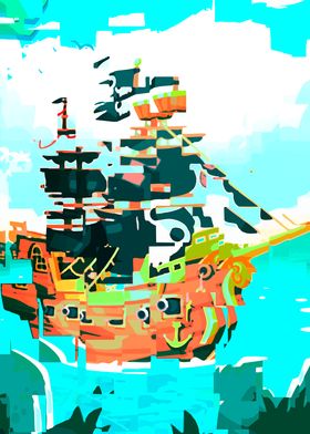Abstract pirate ship 