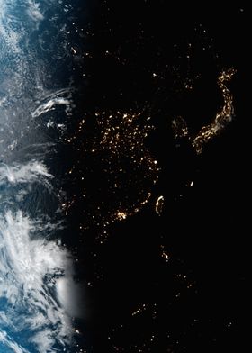 China and Japan at Night