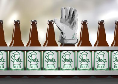 Glove on Shotz Beer