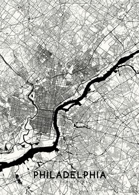 Philadelphia map white