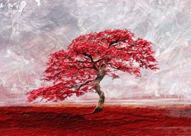 Red lonely tree