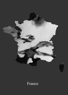 France Map Black  White 