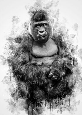 Gorilla Black and White