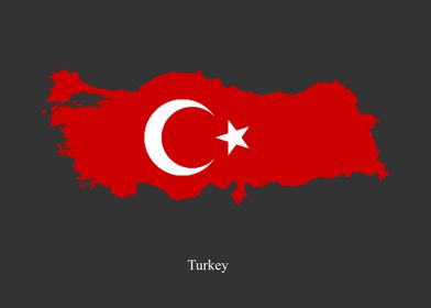 Turkey Map  Flag 