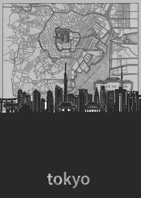 tokyo skyline grey