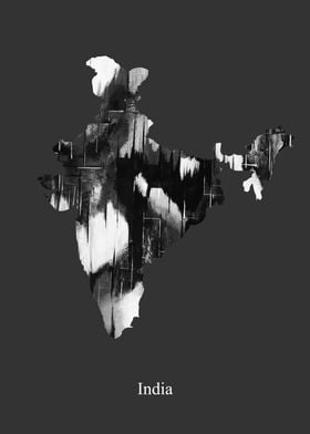 India Map In Black  White
