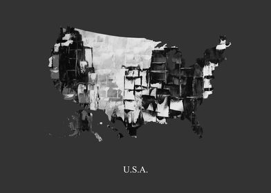 USA Map Black  White