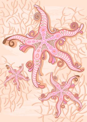 Starfish and Pink Coral 