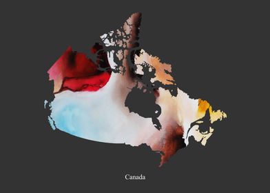 Canada Map Colourful 