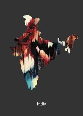 India Map Colourful 