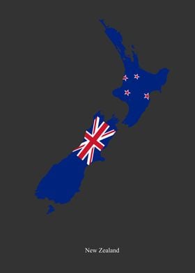 New Zealand Map  Flag  