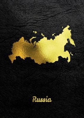 Golden Map Art Russia