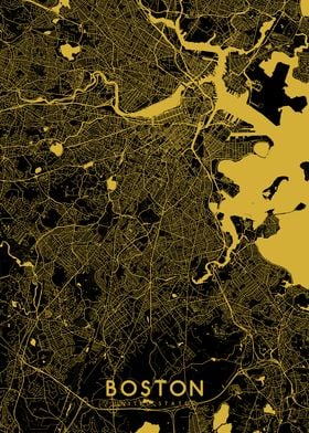 Boston map gold