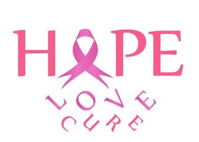 Pink ribbon with HOPE 