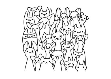 Doodle cute cat background