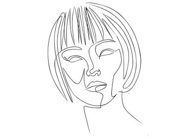 one line faces woman