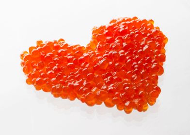 Heart made of red caviar