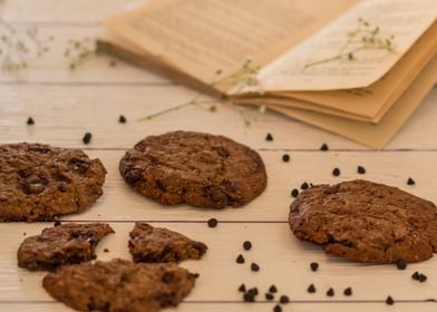 Cookies on table with book