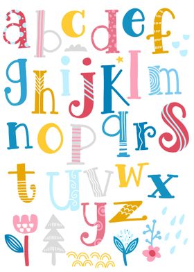 Cute  alphabet with swirls