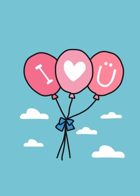 I love you pink balloon